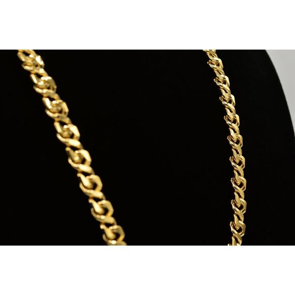 Givenchy Vintage Heavy Necklace Gold Cuban Chain 24" Chunky Signed 1980s BinM - Picture 9 of 12